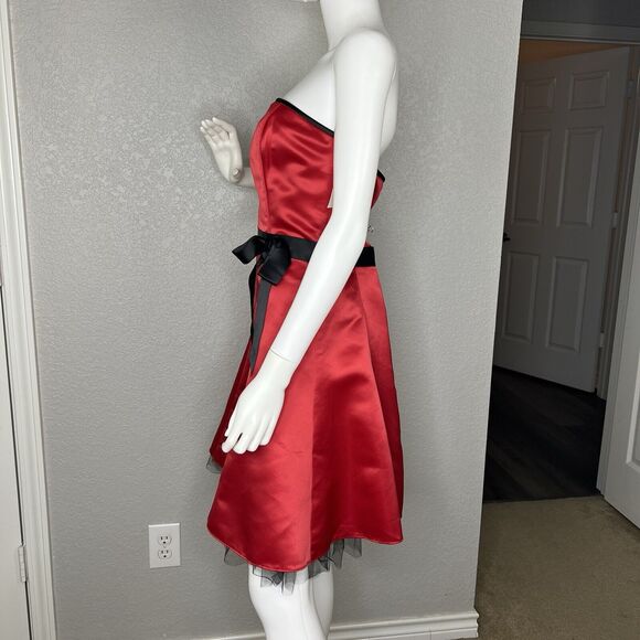 Vtg Jessica Mcclintock Gunne Sax Dress Size 8 Strapless Fit Flare Red Black NWOT - Picture 3 of 8